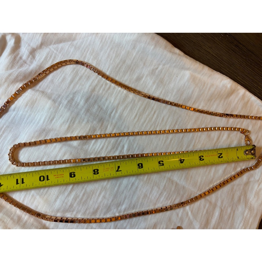 Milor Italy Bronze Rose Gold Tone Box Chain Necklace and Bracelet Set 36in - Picture 8 of 8